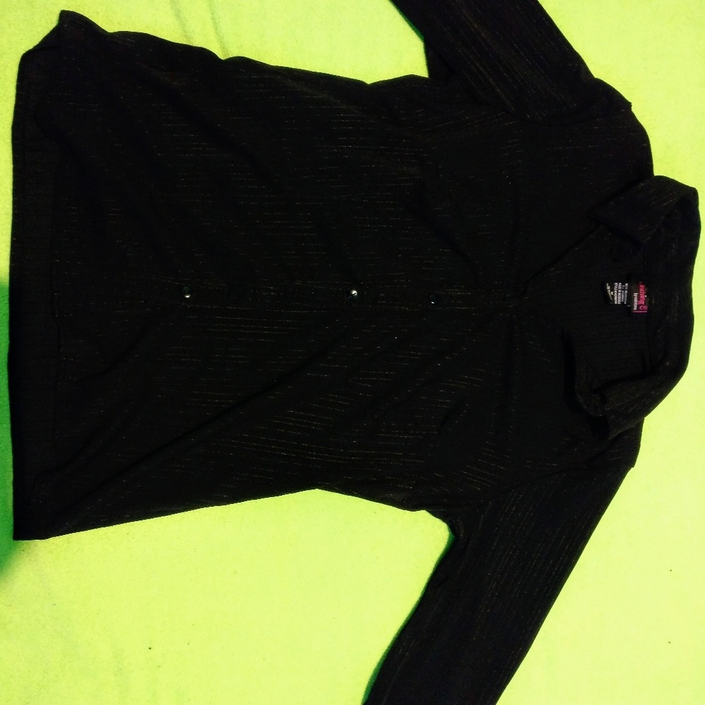 2/$7 Black with silver long sleeve dress shirt
